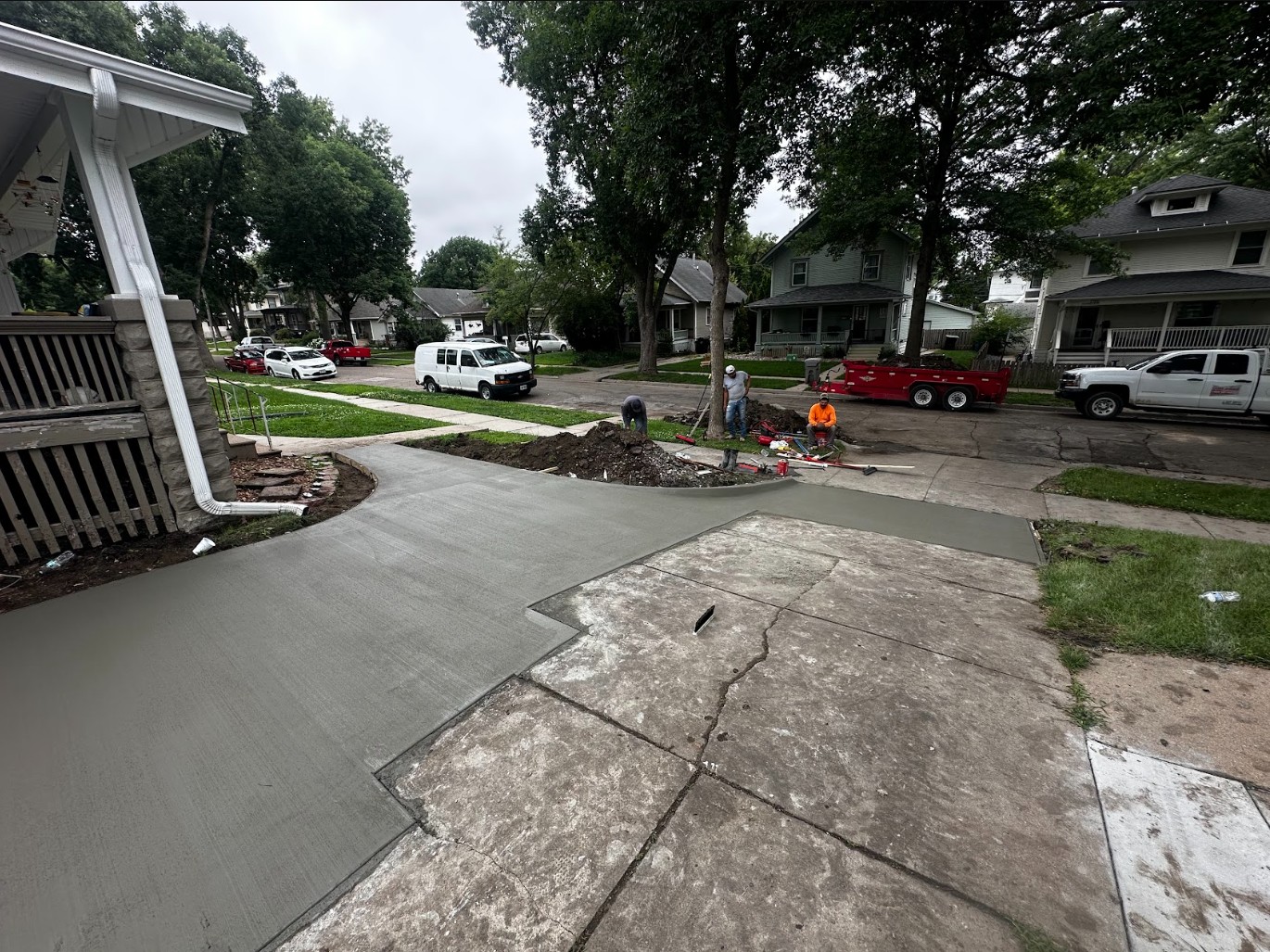 Driveway concrete placement